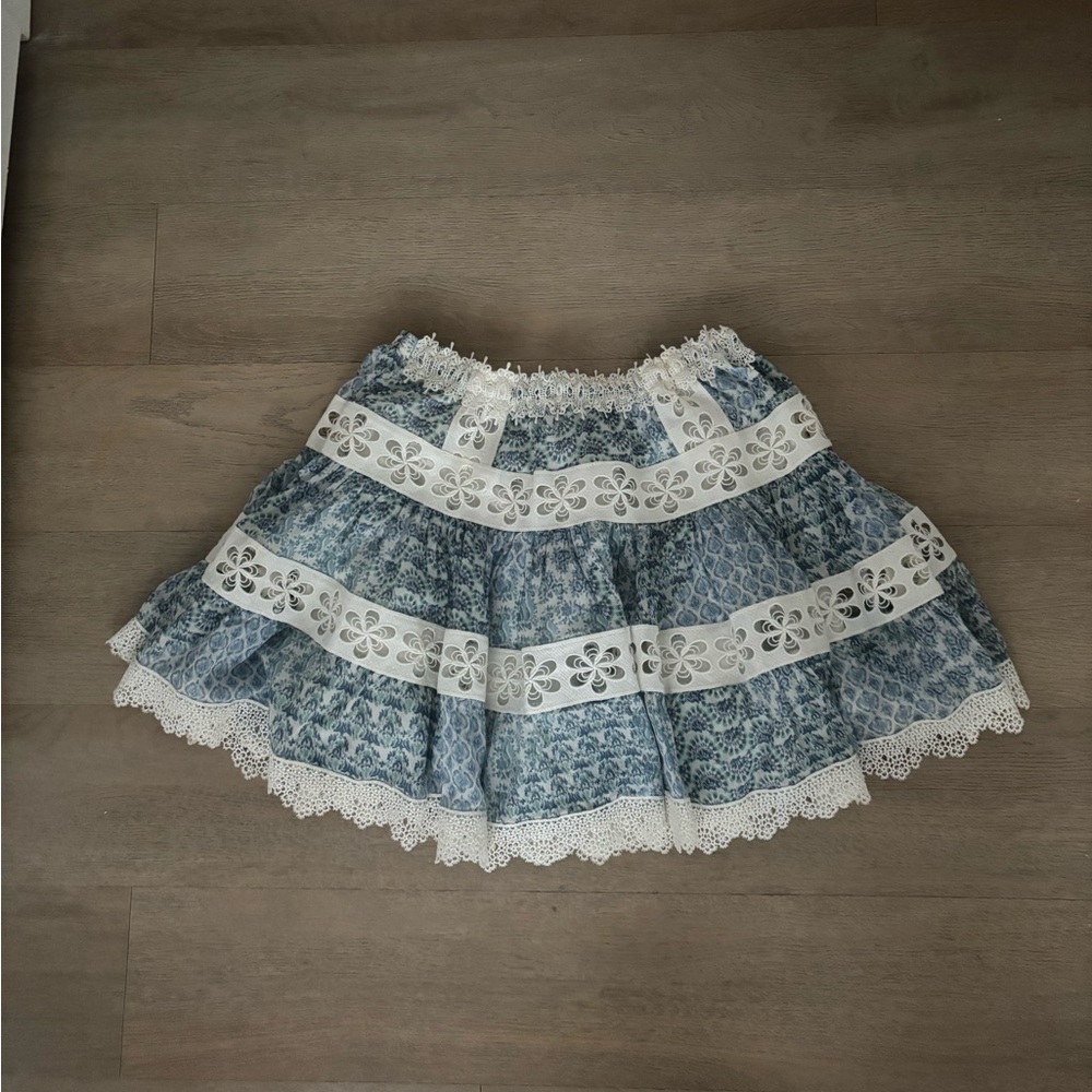 Olivaceous Blue and White Mini Skirt